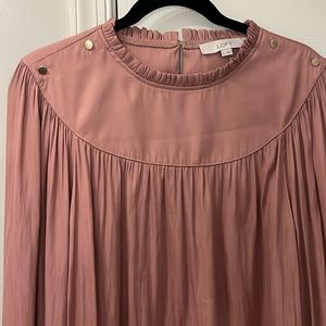 XL LOFT Pink Blouse with Ruffle Details